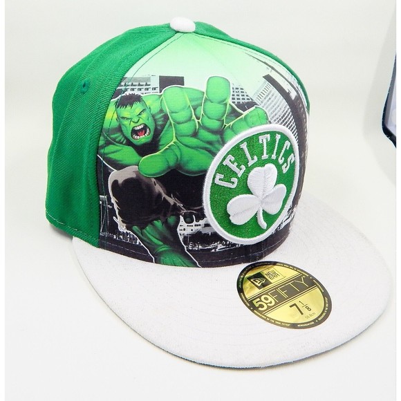 New Era NBA Boston Celtics Marvel Comics Incredible Hulk 59Fifty 7-1/8 Cap Hat - Picture 2 of 10
